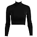 Fancyqube(TM) Women's Polo Turtle Neck Crop Long Sleeve Plain Top