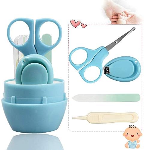 スポンサー プロダクト ベビー爪切り 爪切りセット 新生児のつめ 鼻 4点セット ギフトに最適なお手入れセット 赤ちゃんのネイルケアのいちばん ブルー 激安セール 耳のおていれに