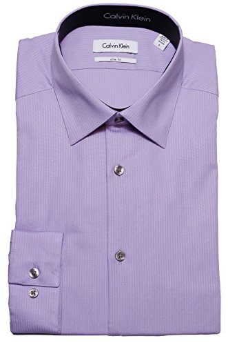 Calvin klein tone/tone stripe slim fit 100% cotton solid dress sh…