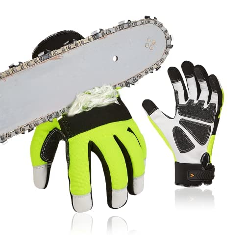 Vgo... Chainsaw Gloves 12-Layer Protection on Left Hand, Safety Forestry Work Gloves with Touchscreen in Goat Leather(S,1Pair) — image 1