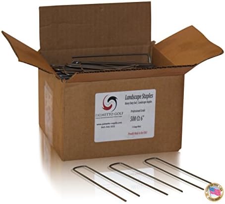 Palmetto Golf 500 Ct 6 inch 11 Gauge Heavy Duty Professional / Contractor Grade Sod / Landscape / Garden / Lawn / Edging / Staple and Fabric Pins / Stakes / Pegs - MADE IN THE USA