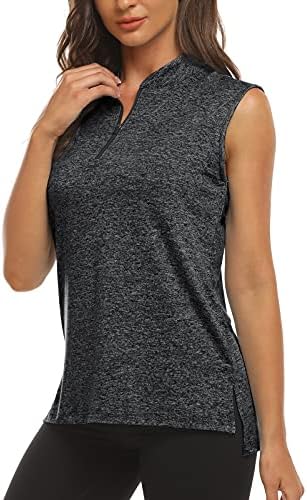 Misyula Style Womens Sleeveless Collarless Golf Polo Shirts Quick Dry Zip Up Athletic Tank Tops Misyula Style Womens Sleeveless Collarless Golf Polo Shirts Quick Dry Zip Up Athletic Tank Tops