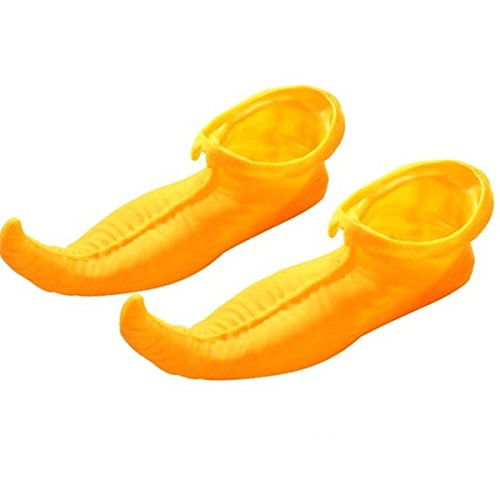 OULII Adult Elf Shoes Clown Shoes Jester Shoes Carnival Costume Shoes 25cm Yellow