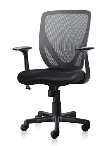 VV Mesh Task Desk Chair Mid Back Office Chair with Breathable Backrest and Padded Seat (Black)