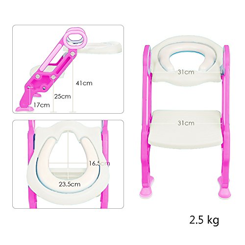 image for Makone Potty Trainer Seat Adjustable Baby Potty Toilet Ladder Seat wit