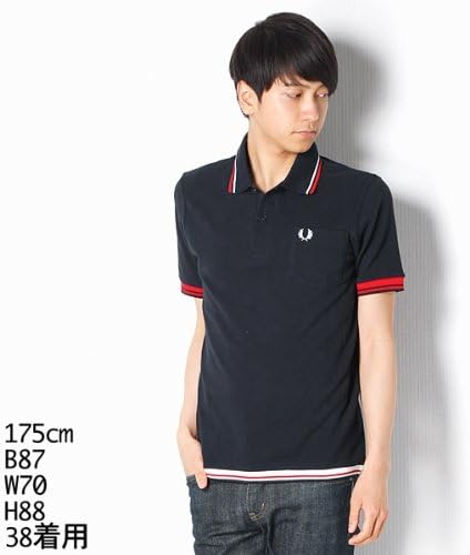 Amazon フレッドペリー メンズ Fred Perry ポロシャツ ポケット付きティップラインポロシャツ ネイビー 36 ポロシャツ 通販
