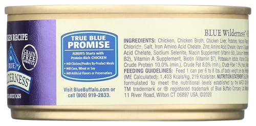 BLUE BUFFALO WILDERNESS NATURAL WET CAT FOOD PATÉ, HIGH-PROTEIN & GRAIN-FREE RECIPE, CHICKEN, 5.5-OZ. CAN