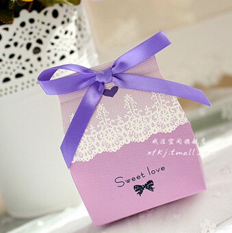 Joinwin® 50pcs Sweet Love Wedding Favor Candy Box Baby Shower Favour Party Supplies (Purple)