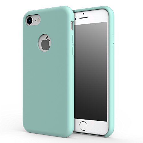 MoKo Case for iPhone 8 / iPhone 7 - Slim Fit Shockproof Liquid Silicone Gel Rubber Protective Case Soft Touch Back Cover for Apple iPhone 8 (2017) / iPhone 7 (2016), Sea Blue (Mint Green)