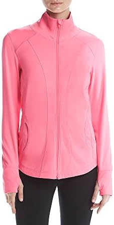 Exertek Petites' Solid Color Full Zip Jacket Totally Pink Neon Petite Large