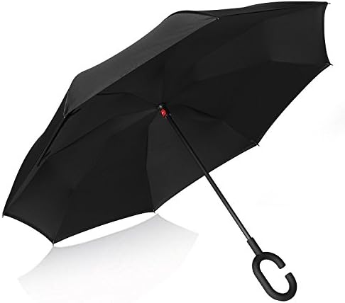 Rainlax Inverted Umbrella Double Layer Windproof UV Protection Reverse Folding Umbrellas for Car Rain Outdoor with C-Shaped Handle with PR5R-M59JFW-TDHT6G