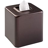mDesign Steel Facial Tissue Box Cover/Holder for Bathroom Vanity Countertops - Bronze