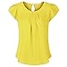 Simier Fariry Women's Chiffon Crew Neck Short Sleeve Blouse Yellow 12