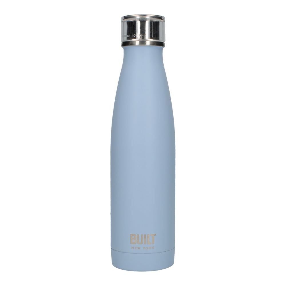 Built Perfect Seal Double-Walled Insulated Stainless Steel Water Bottle, 480 ml, Arctic Blue