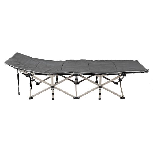 440lbs Capacity Camping Cot Portable Folding Beach Bed, Office Comfortable Sleeping Bed with Free Storage Bag (Silver-Grey)