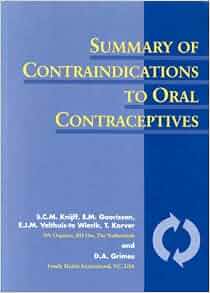 Summary of Contraindications to Oral Contraceptives: 0001850706913 ...