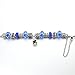 Long Way Silver Tone Chain Blue Glass Bead Charm Bracelet With Safety Chain 7.5