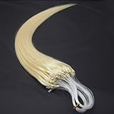 18'' Remy Loops Micro Rings Beads Tipped Human Hair Extensions 17colors for Your Best Selection (#60-platinum blonde)