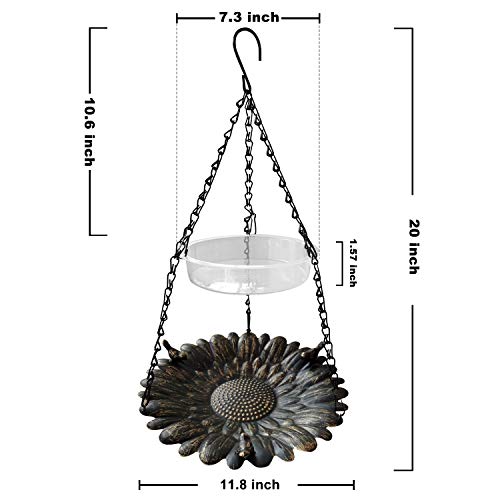 ERYTLLY Bird Feeder Hanging Tray,Seed Tray Bird Bath Tray 2 Trays for Bird Feeders Attracting Pet Hummingbird Feeder for Outdoor Garden Backyard Decorative Copper (1 Pack) - Thumbnail 6