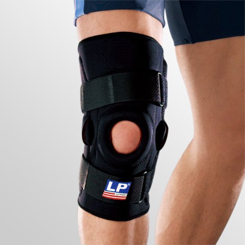 LP Hinged Knee Stabilizer - Support & Stability for Medial & lateral ligaments (Black; Unisex), Large