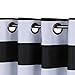 Turquoize Striped Curtain Room Darkening Grommet Unlined Window Curtains Light Blocking Curtains, 52W by 96L Inch, Wave Stripes Pattern, Black & White, Sold by Pair