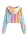 SweatyRocks Women's Tie Dye Long Sleeve Workout Crop Top Sweatshirt Hoodies Orange Pink L