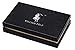William POLO Men's Genuine Leather Bifold Long Purse Business Clutch Bag Mens Billfold Wallet ID Credit Card Holder Money Clip POLO111 Black