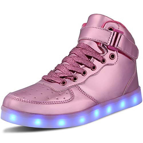 WONZOM LED Light Up Shoes USB Flashing Sneakers for Toddler/Kids Boots-36(Shining Pink