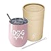 Fancyfams - Dog Mom -12 oz Stainless Steel Stemless Wine Tumbler with Lid and Straw - (Pink)