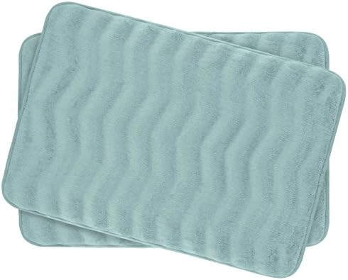 Bounce Comfort Waves Extra Thick Memory Foam Bath Mat Set - Plush 2 Piece Set with BounceComfort Technology, 17 x 24 in. Aqua