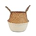 BlueMake Woven Seagrass Belly Basket for Storage, Laundry, Picnic, Plant Pot Cover, and Grocery and Toy Storage (Large, Sand)