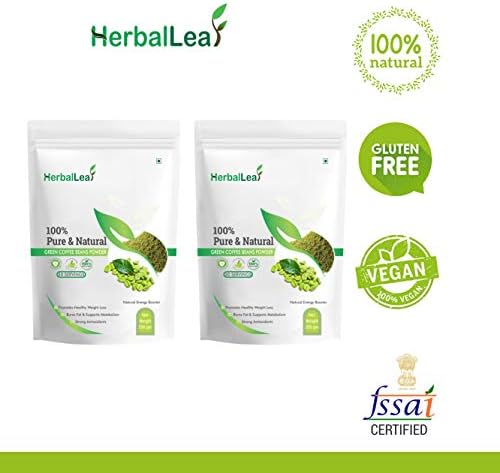 HerbalLeaf Pure & Natural Green Coffee Beans Powder | Pack of 2 | Net Weight 500 gm