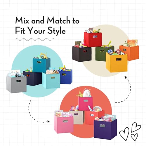 RiverRidge Kids 2pc Fabric Collapsible Storage Cube Organizers with Handles for Playroom Organization - Periwinkle Blue