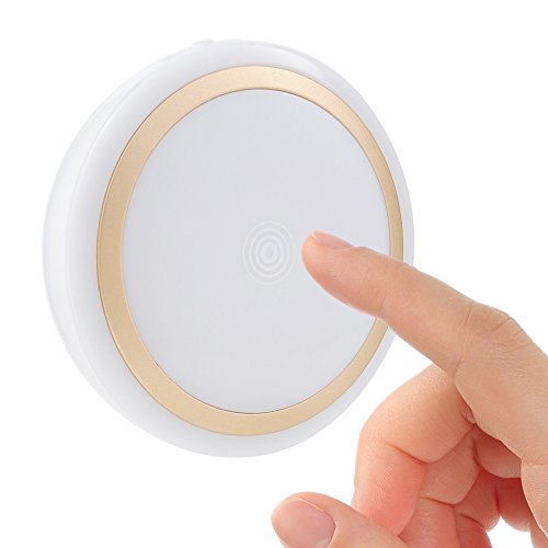 RTSU Rechargeable Touch Light with Timer, Dimmable Kids Baby Nursery Night Light Lamp, Wireless Stick-on Anywhere LED Push Tap Light for Closet cabinet, Brightness Memory, Warm White Light (Golden)