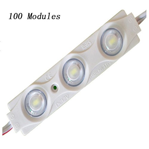 100PCS 5730 3 LED Waterproof Module light,DC12V white 45-50LM per led with Self-Adhisive Tape for Sign Lighting,Store windows LED Project