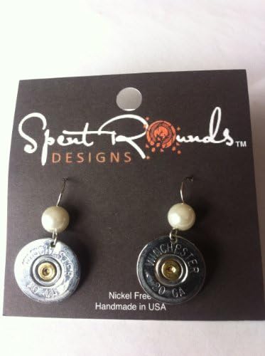 Earring 20 Gauge Single Dangle Silver Winchester with Pearl Bead