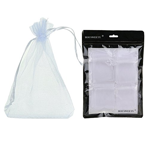 100pcs White Eyelash Organza Drawstring Pouches Jewelry Party Wedding Favor Gift Bags 4"X5"