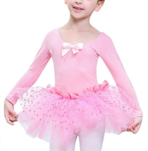 Toddler Ballet Tutu Skirt Long Sleeve Dancing Outfit Gymnastics Leotard for Latin Sumba Lumba