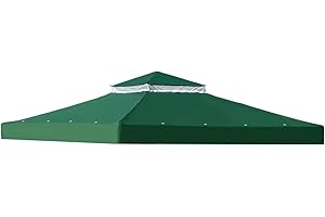 LooDro Canopy Replacement Cover Waterproof Single/Double Tiered Grill Gazebo Pop Up Tent Shelter Sunshade Polyester Roof Top with Air Vent for 10'X10'