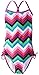 Kanu Surf Girls' Layla Beach Sport Banded 1 Piece Swimsuit, Olivia Pink Chevron, 14