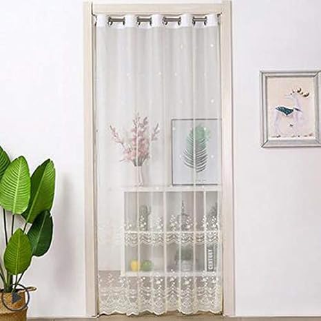 Amazon 家の装飾白の花刺繍ドアカーテンパネル グロメット 戸口のためのロマンチックなカントリーカーテン 女の子の部屋のための薄手のベージュレース カーテン トランスペアレント 結婚式の部屋のためのボイルチュールカーテン ガラス引き戸 バルコニーリビングルームの