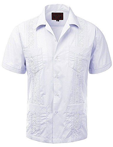 Maximos Men S Short Sleeve White Button Up Cuban Guayabera Dress Shirt Small Buy Online In Armenia At Desertcart