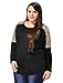 Allegra K Ladies Plus Size Scoop Neck Leopard Prints Loose Autumn Tunic Shirt Black 3X