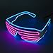 Fronnor EL Glasses El Wire Fashion Neon LED Light Up Shutter Shaped Glow Sun Glasses Rave Costume Party DJ Bright SunGlasses(Blue Frame+Pink)