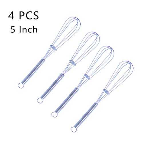 4 Pcs Stainless Steel Mini Wire Kitchen Whisks 5 Inches - Thumbnail 2