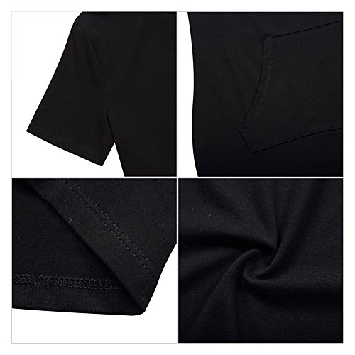 MISSKY Women Short Sleeve Pocket Slim Sweatshirt Summer Dresses for Women (L,Black)