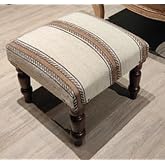 NATURAL FURNISH Handmade Jute Soft Ottomans Square Shape Stool for Sitting and Foot Rest with Wooden Legs, Entryway Modern St