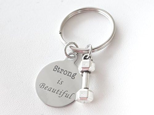 Strong is Beautiful Keychain, Stong is beautiful, dumbell, fitness, best friends, fitness keychain, valentines day