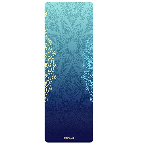 TOPLUS Yoga Mat – Upgraded Yoga Mat Eco Friendly Non-Slip Exercise & Fitness Mat with Carrying Strap, Workout Mat for All Type of Yoga, Pilates and Floor Exercises(1/4 inch-1/8 inch) (Gradient Green)