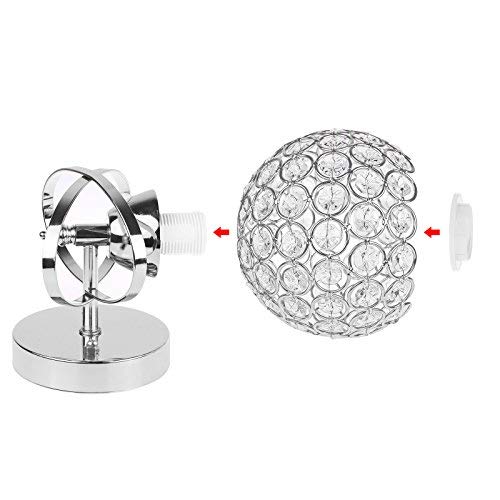 Crystal Wall Light, DDSKY Modern Luxury Crystal Wall Sconce Polished Chrome Finish Wall Sconce Lighting Fixuture with E14 Scoket (Silver)